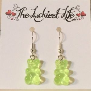 BRAND NEW! Cute Handmade Green Gummy Bear Earrings